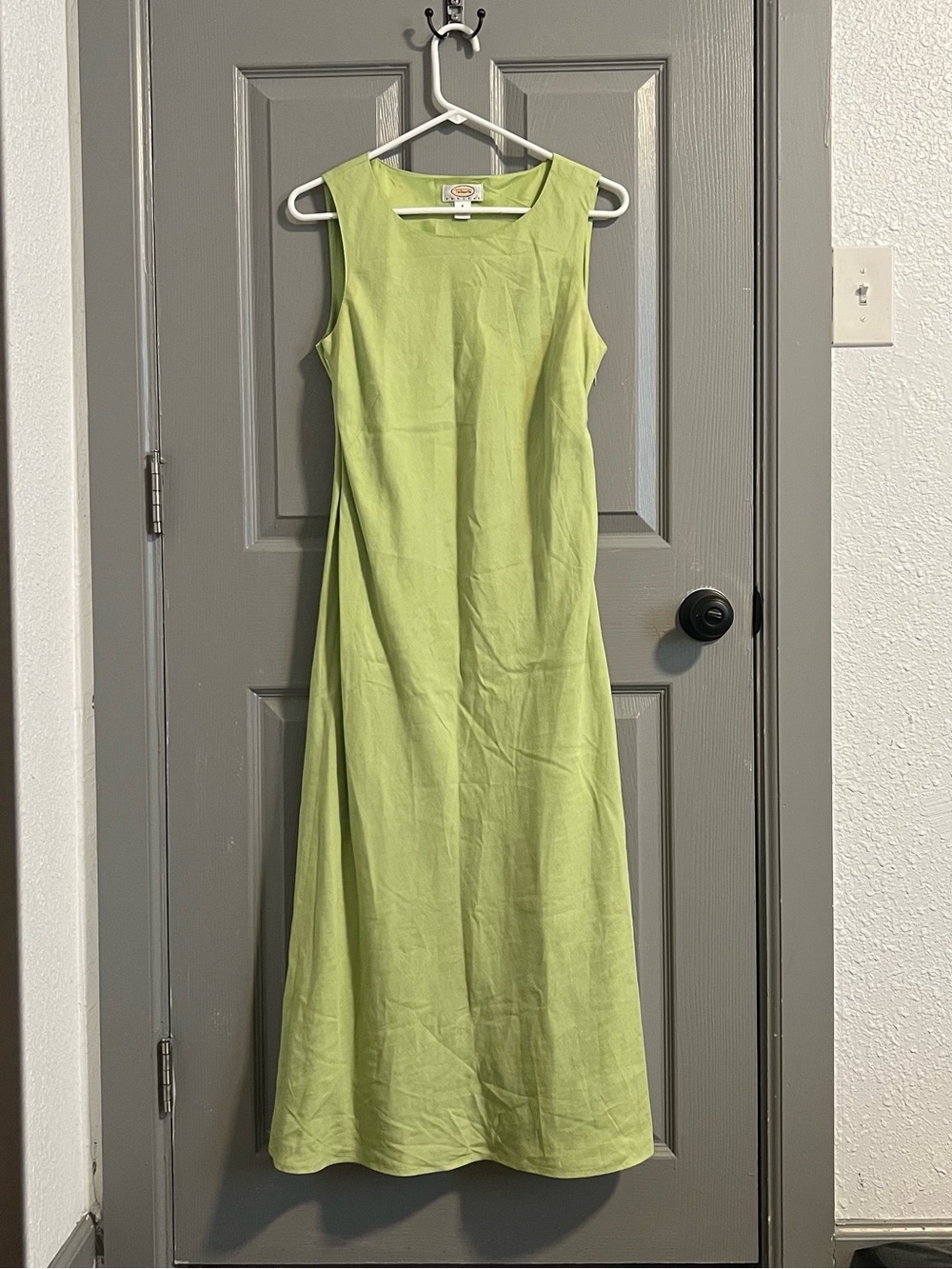 Talbots Petites Sleeveless Lime-Chartreuse Maxi Dress Linen Elevated Classic
